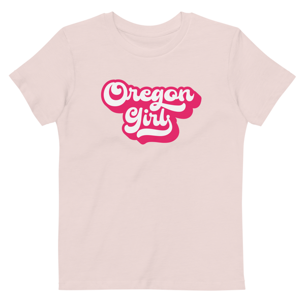 OREGON GIRL - WHITE/PINK - Organic Cotton Kids T-Shirt