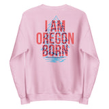 I AM OREGON BORN RED-BLUE - BACK PRINT - Unisex Sweatshirt