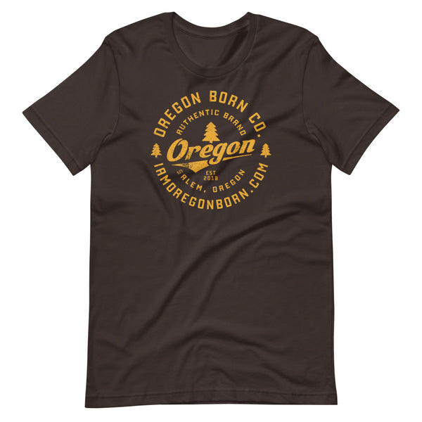 OREGON BORN RETRO YELLOW - Short-Sleeve Unisex T-Shirt