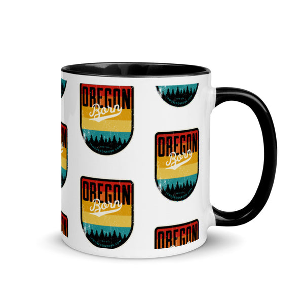 OREGON BORN SHIELD VINTAGE SUNSET - Mug with Color Inside
