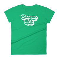 OREGON GIRL - WHITE OUTLINE  - Women's Short Sleeve T-Shirt
