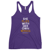 "She Flies" State Motto with Wings - Women's Racerback Tank