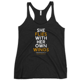 "She Flies" State Motto with Wings - Women's Racerback Tank