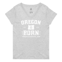 OREGON BORN COLLEGIATE - Women’s Recycled V-Neck T-Shirt