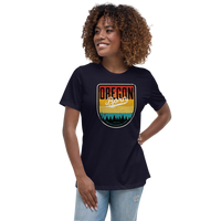 OREGON BORN SHIELD VINTAGE SUNSET - Women's Relaxed T-Shirt